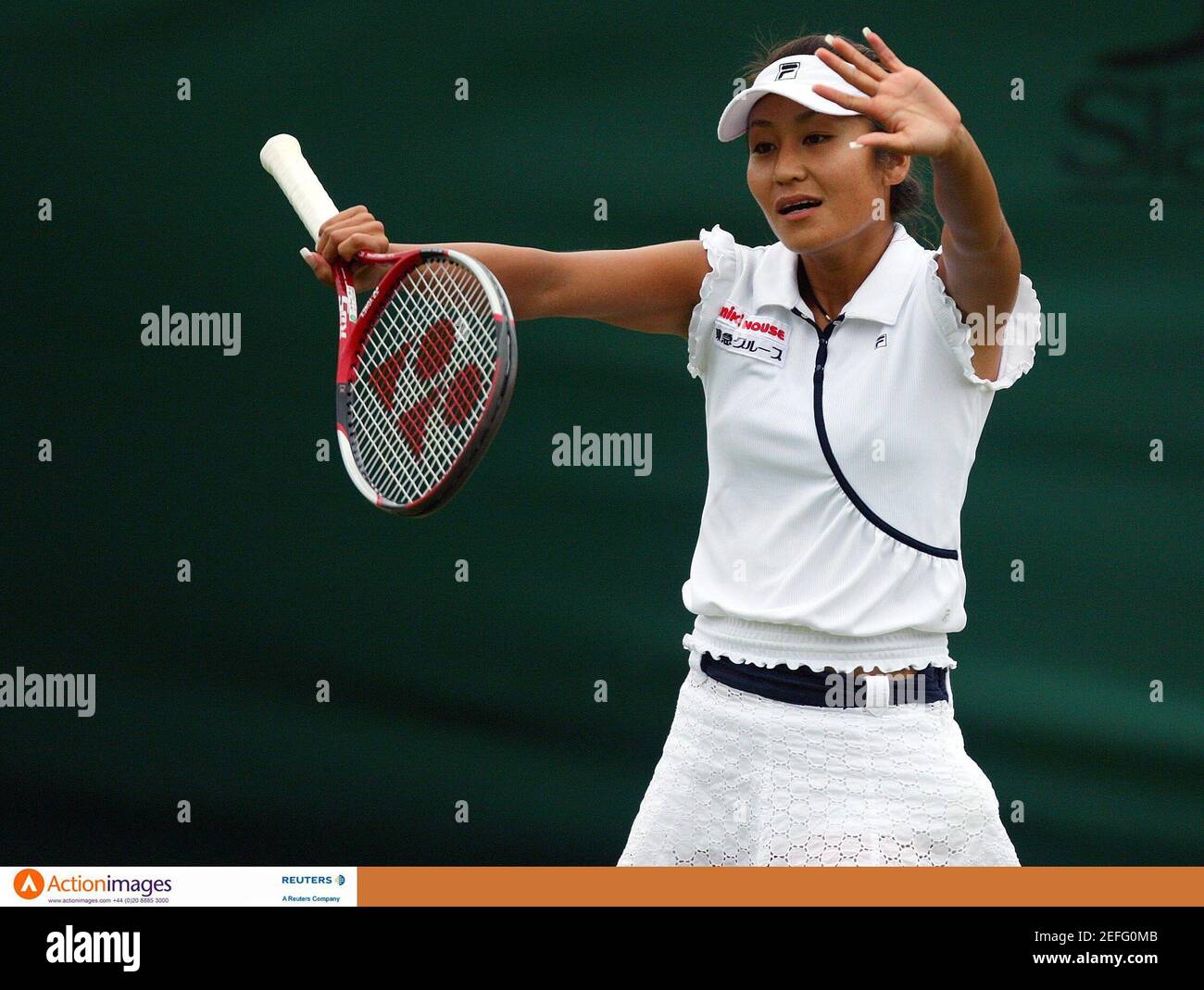 Tennis - Wimbledon - All England Lawn Tennis & Croquet Club, Wimbledon, England - 30/6/07 Japan's Akiko Morigami reacts during the third round Mandatory Credit: Action Images / Michael Regan Livepic Stock Photo