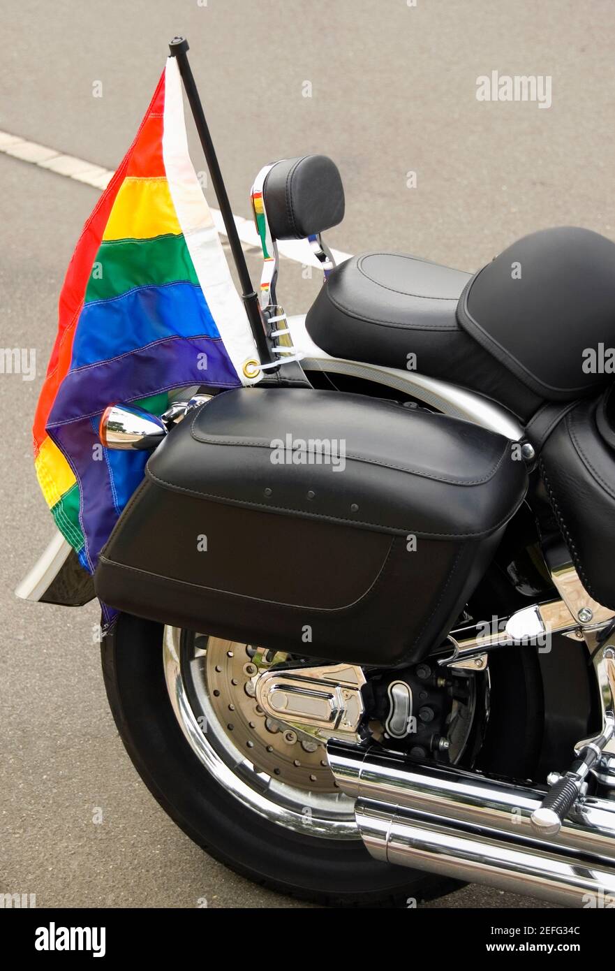 Close-up of a flag on a motorcycle Stock Photo