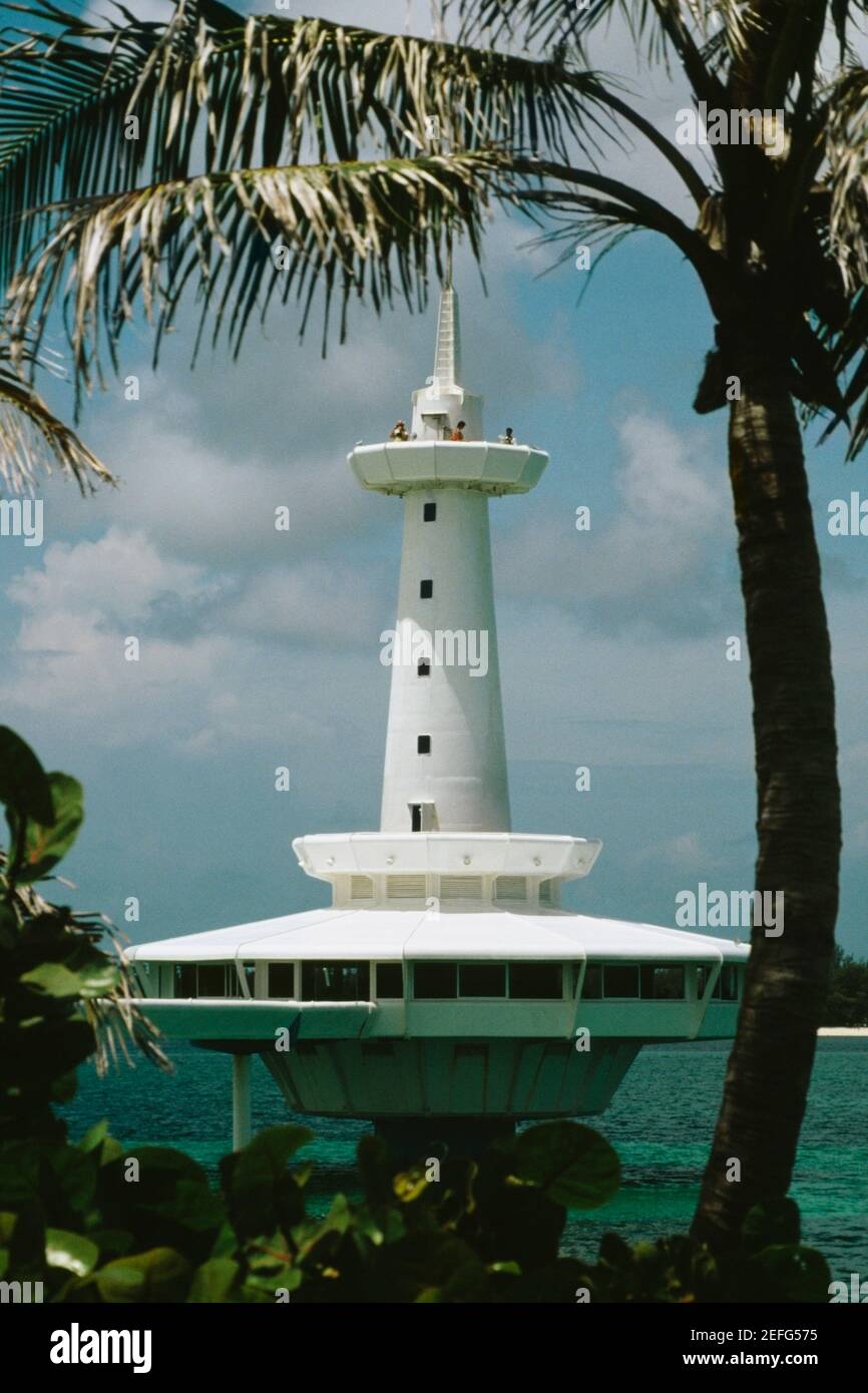 Spectacular view of a lighthouse at Coral World, Nassau, Bahamas Stock