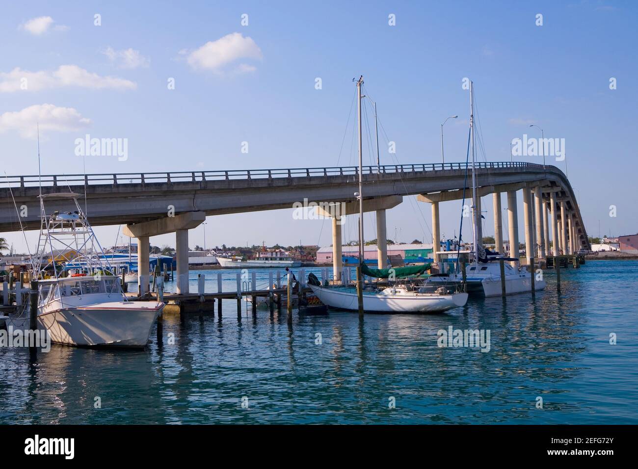 Bridge across the sea, Eastern Bridge, Paradise Island, Bahamas Stock