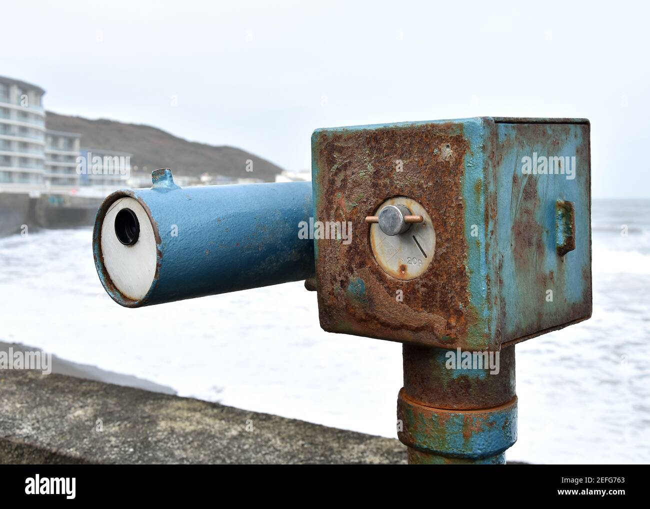 Old Fashioned Coin Operated Telescope Westward Ho! Stock Photo