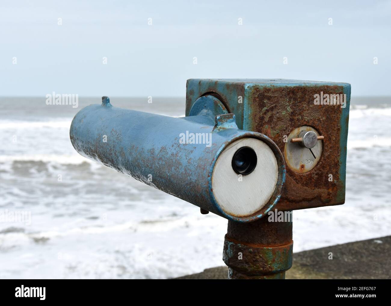 Old Fashioned Coin Operated Telescope Westward Ho! Stock Photo