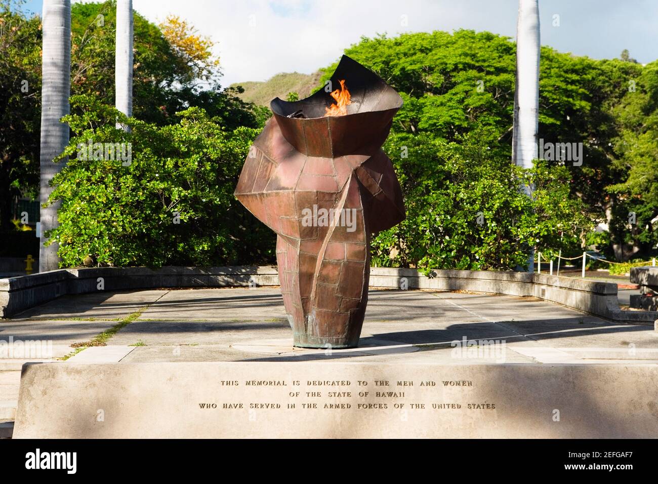 War memorial in a park, Honolulu, Oahu, Hawaii Islands, USA Stock Photo