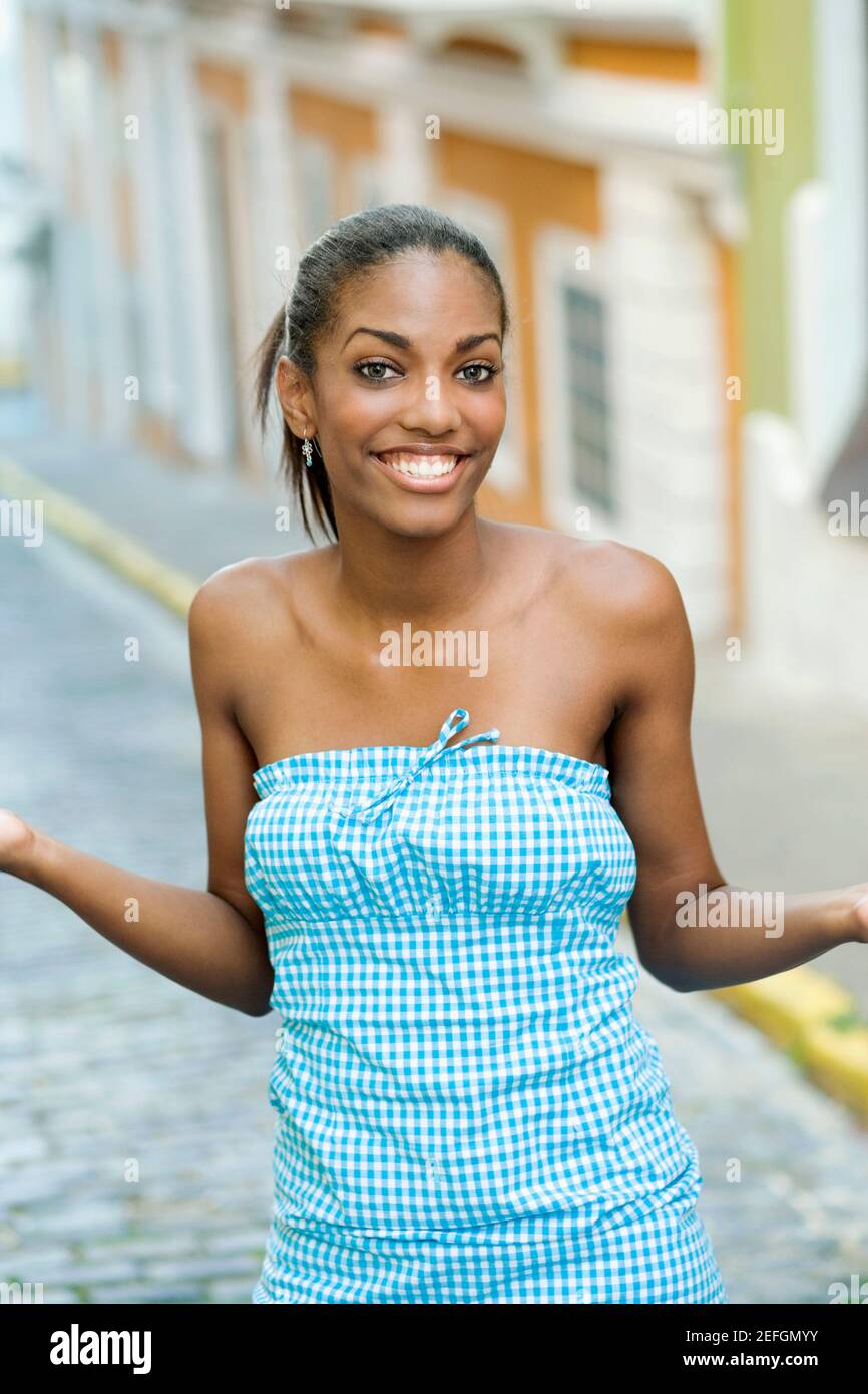 Portrait of a teenage girl smiling Stock Photo