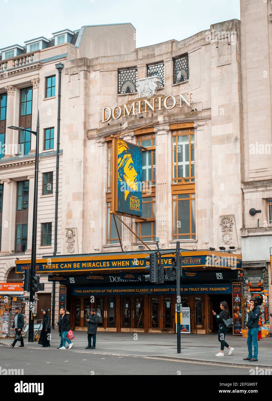 The Dominion Theatre showing 'The Prince of Egypt' in London's West End is closed until notice due to Coronavirus outbreak, London, England, Mar 2020 Stock Photo