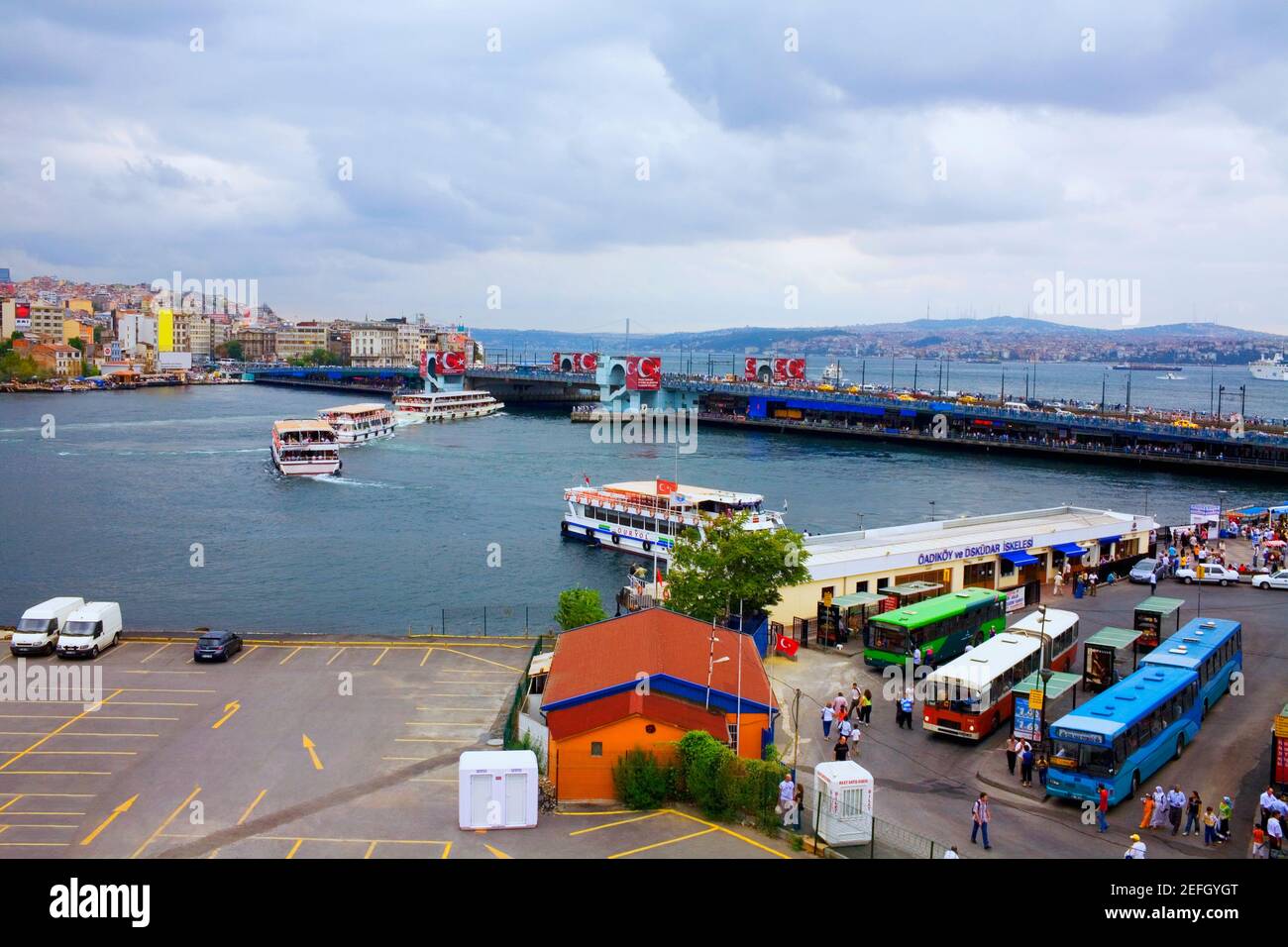 Buildings at the waterfront, Bosphorus River, Istanbul, Turkey Stock