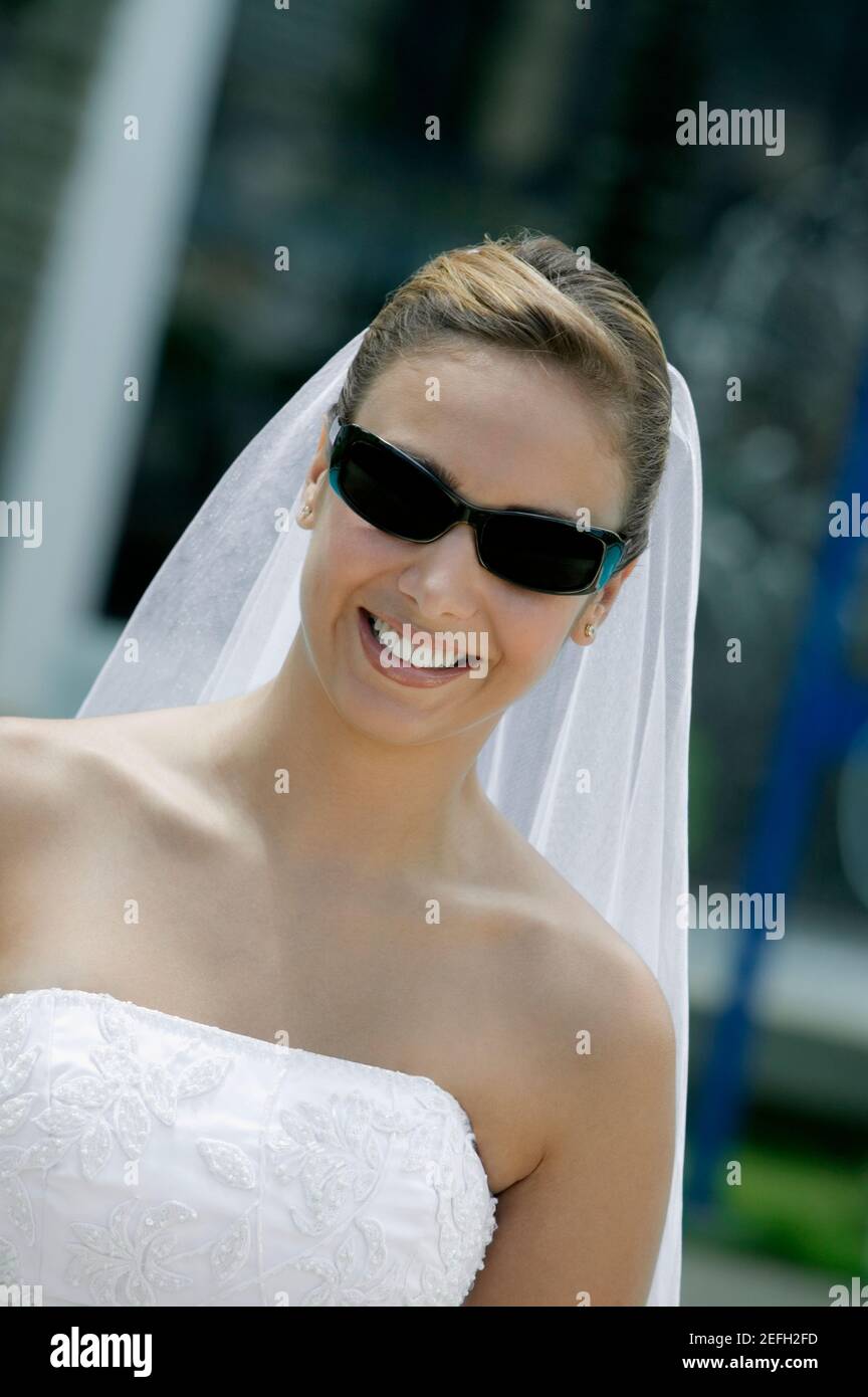 bride wearing sunglasses Stock Photo 
