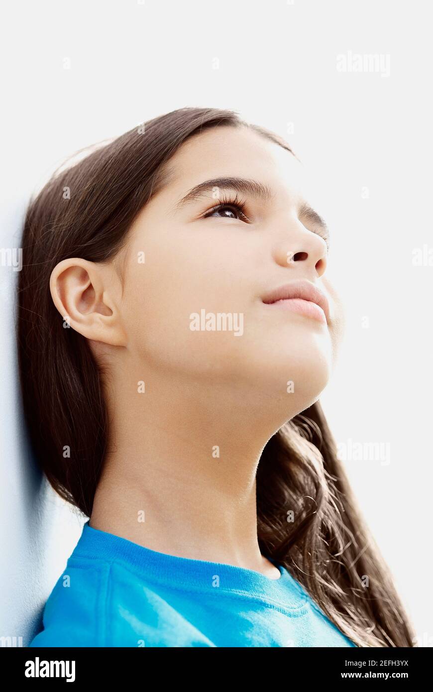 Side profile of a girl looking up Stock Photo Alamy