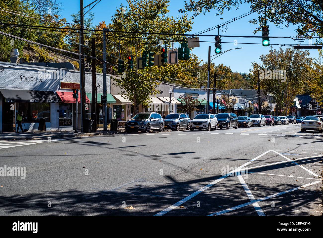Hartsdale, NY October 30, 2018 View of the main street of Hartsdale