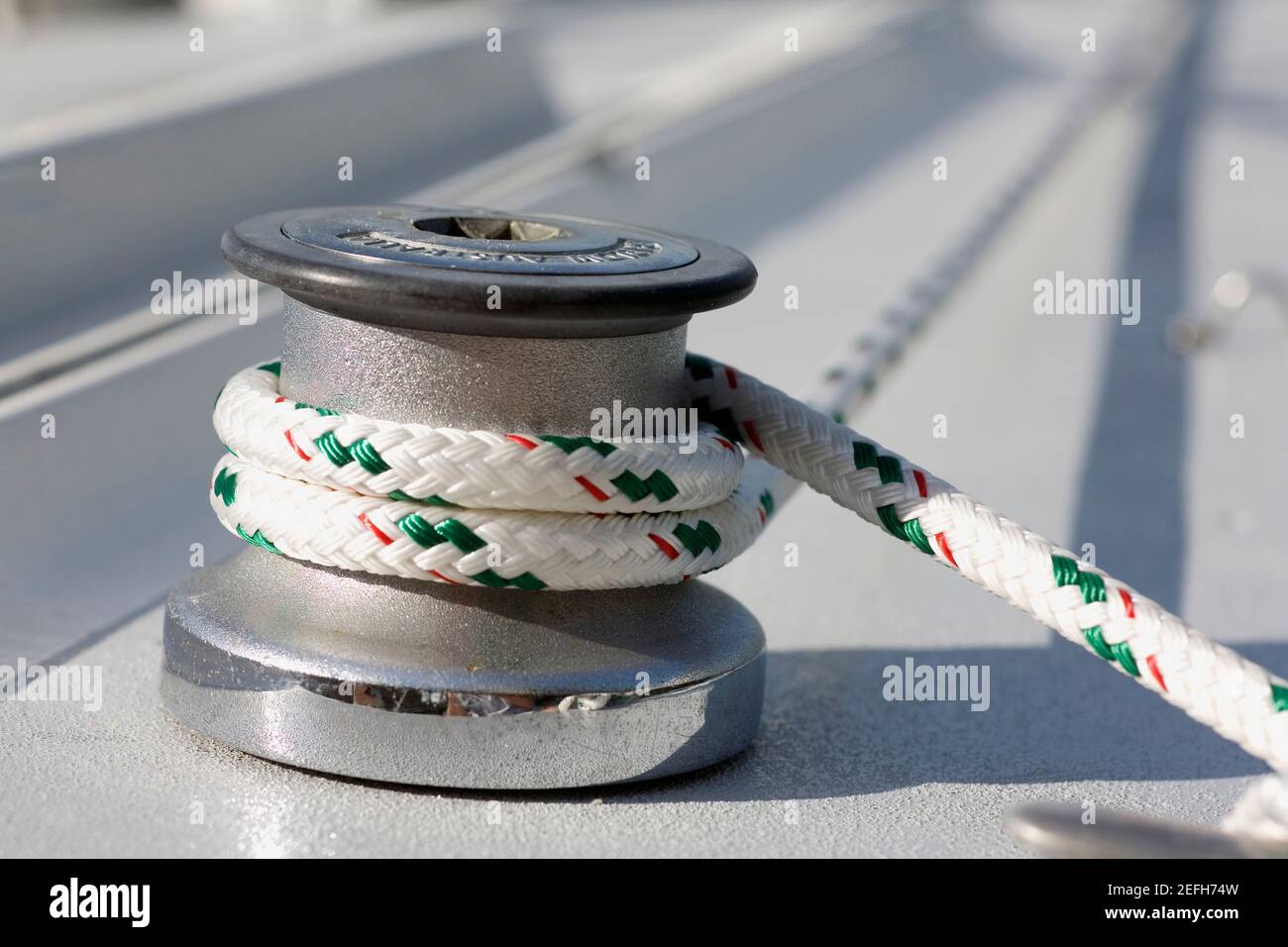 Close up of a rope attached to a pulley Stock Photo Alamy