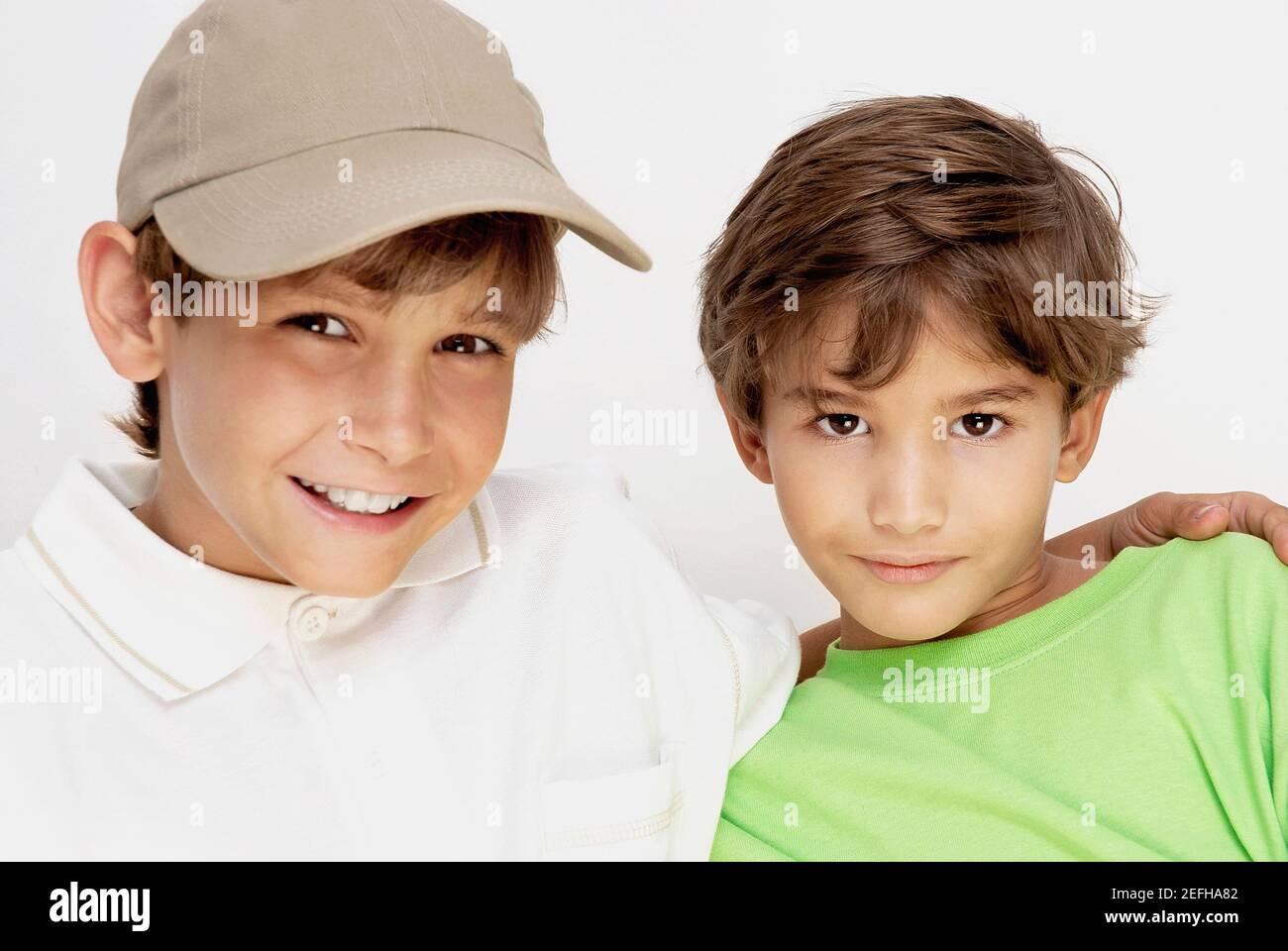 Portrait of two boys smiling Stock Photo