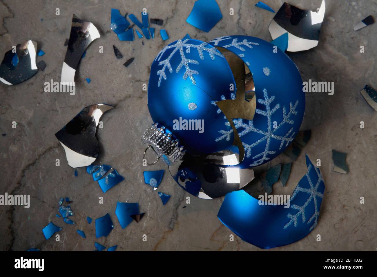 Close up of a broken Christmas ornament Stock Photo