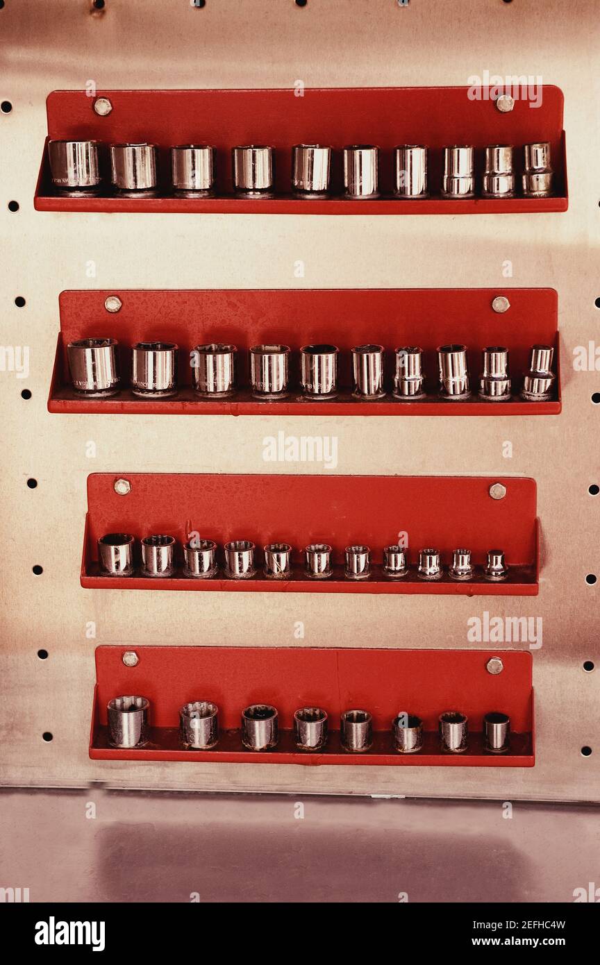 Assorted pieces of an adjustable spanner Stock Photo