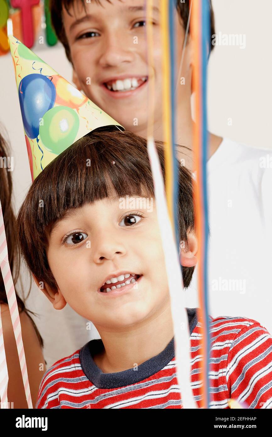 Portrait of two boys smiling Stock Photo - Alamy