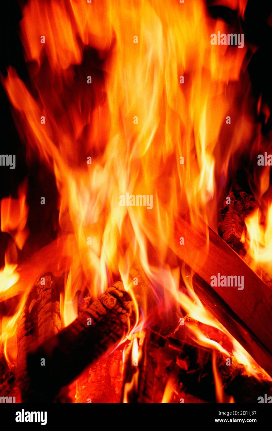 Close-up of a log fire Stock Photo