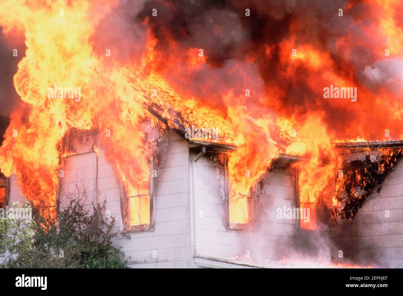 House on fire, Montgomery County, Maryland Stock Photo