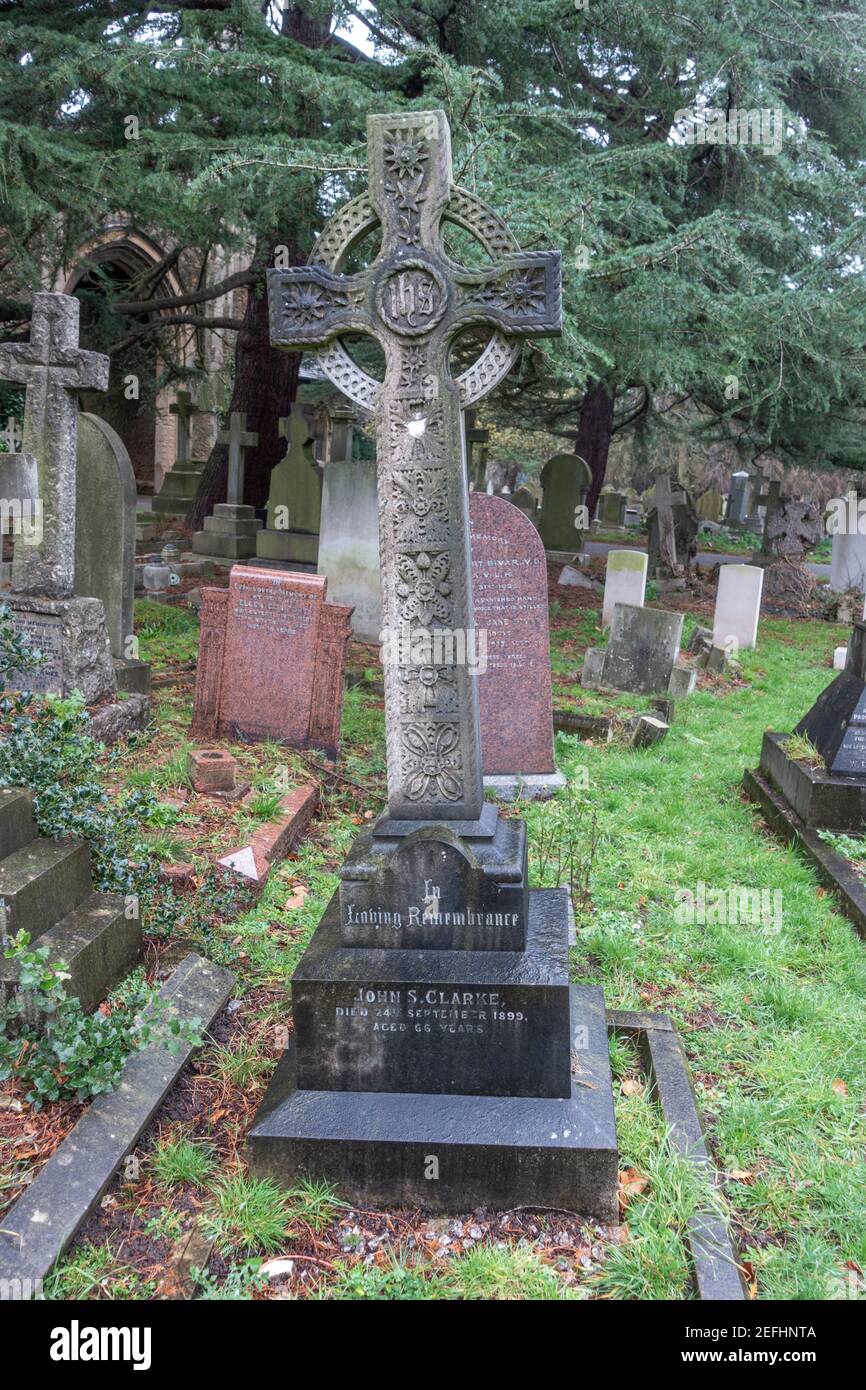 Grave of John Sleeper Clarke (1833 – 1899), a 19th-century American comedian and actor, Teddington Cemetery, Richmond upon Tha Stock Photo