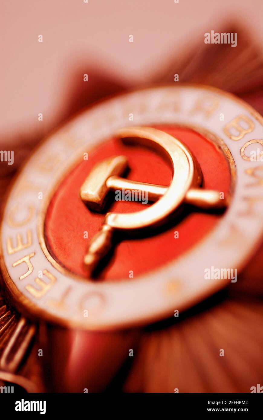 Close up Of A Hammer And Sickle Painted On A Badge Stock Photo Alamy