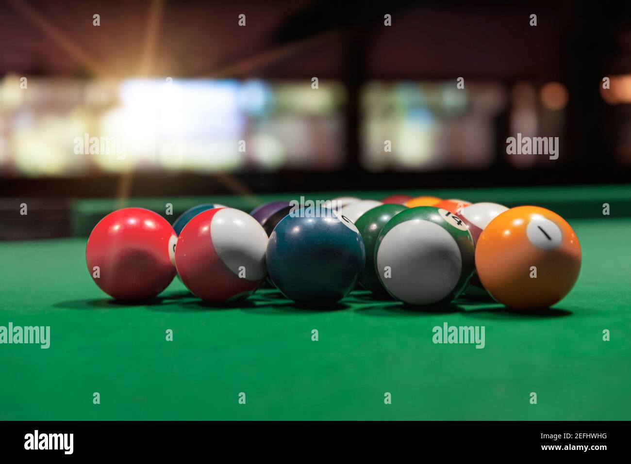 Billiard balls on a pool table Stock Photo Alamy