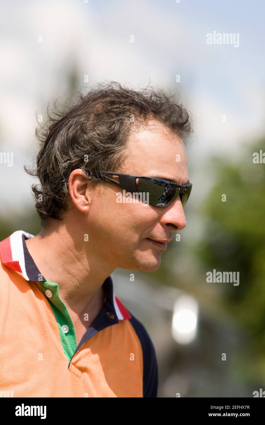 Close-up of a mature man wearing sunglasses Stock Photo