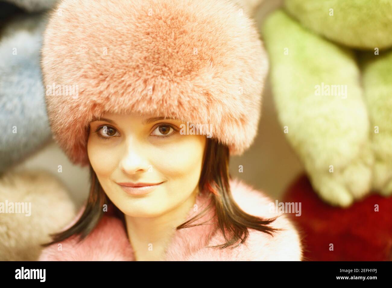 Female 20 portrait happy hat hi-res stock photography and images - Alamy