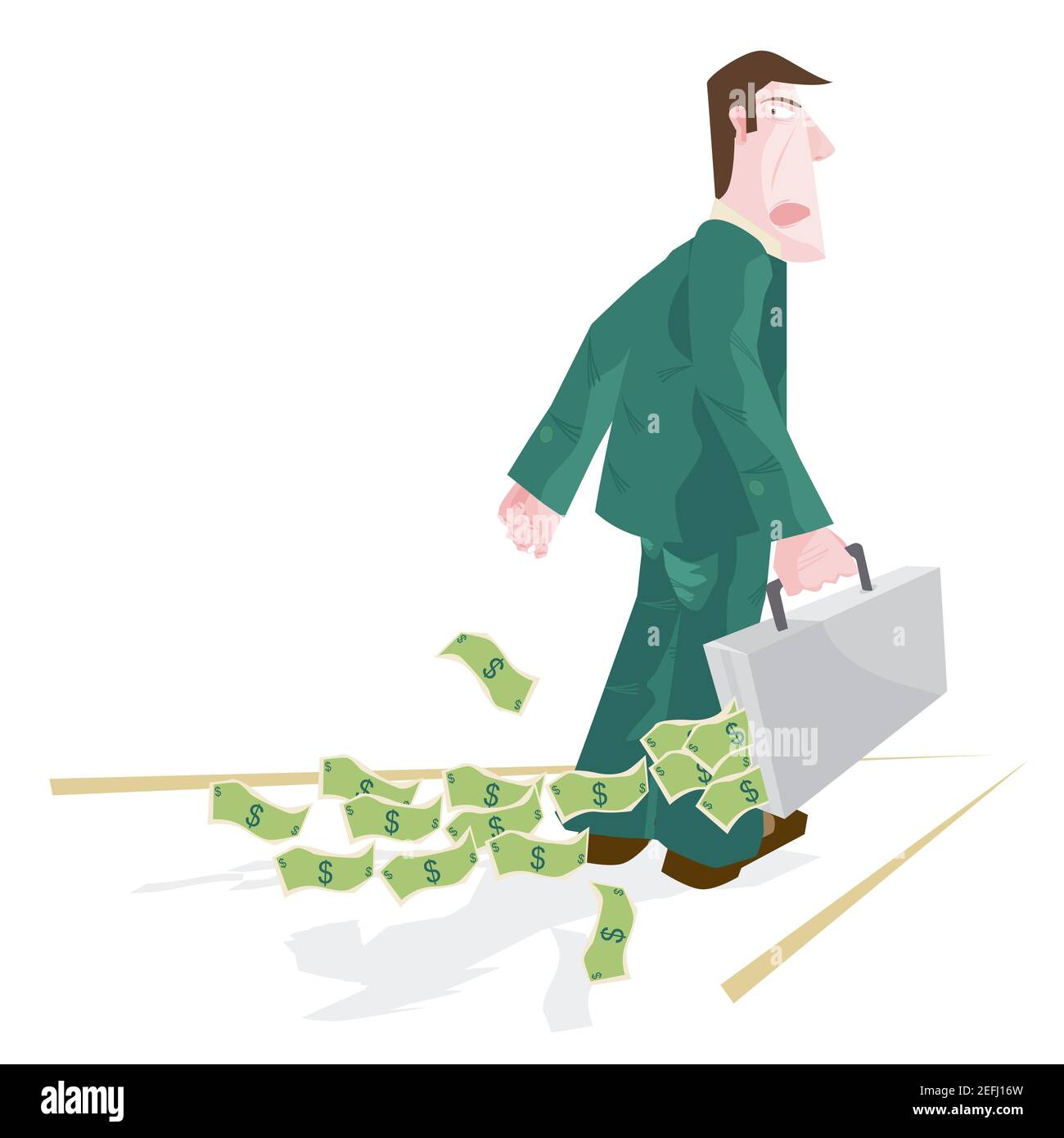 Portrait of a businessman carrying a briefcase of American paper currency Stock Photo