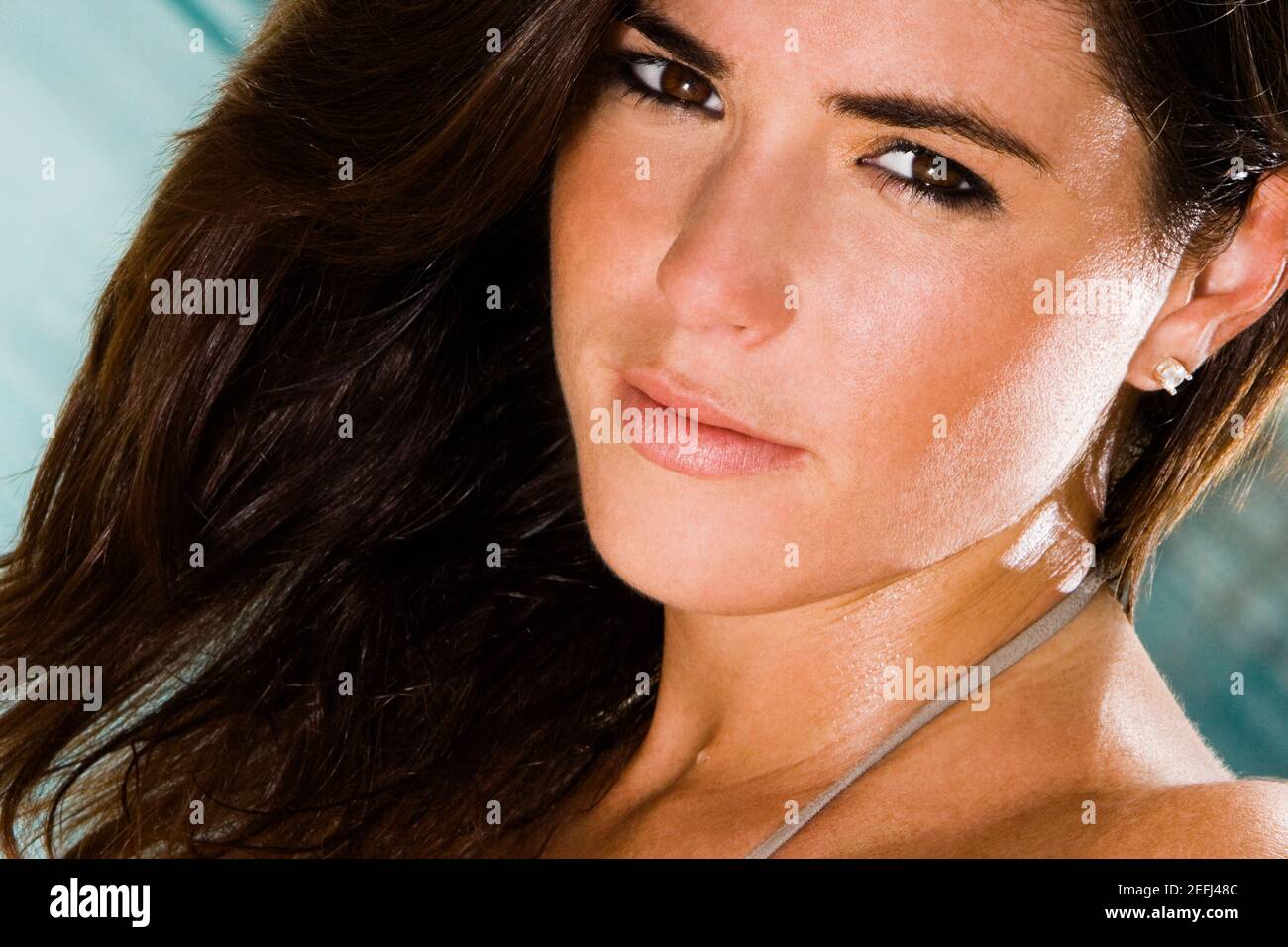 Tilt up beautiful young woman hi-res stock photography and images - Alamy
