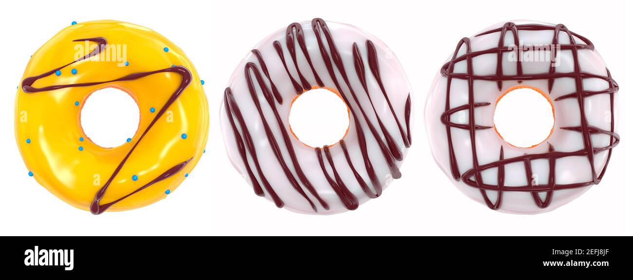 Set of glazed donuts with sprinkles on a white background Stock Photo ...