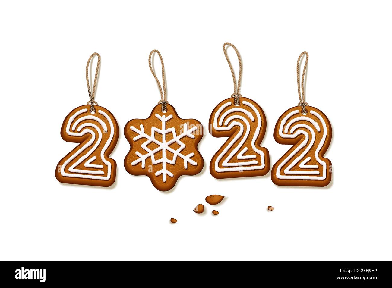 Christmas Cookies December 2022 Gingerbread Christmas Cookies Number 2022. Xmas Holiday Sweet Bread  Biscuits With Sugary Icing And Strings Vector Illustration. Traditional  Winter Dec Stock Vector Image & Art - Alamy