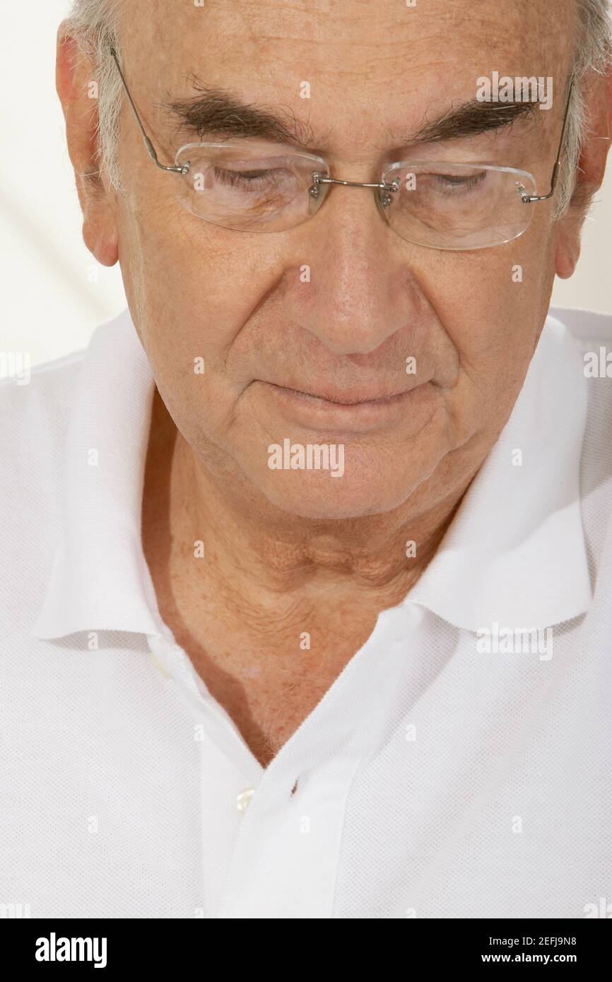 Close-up of a senior man thinking Stock Photo