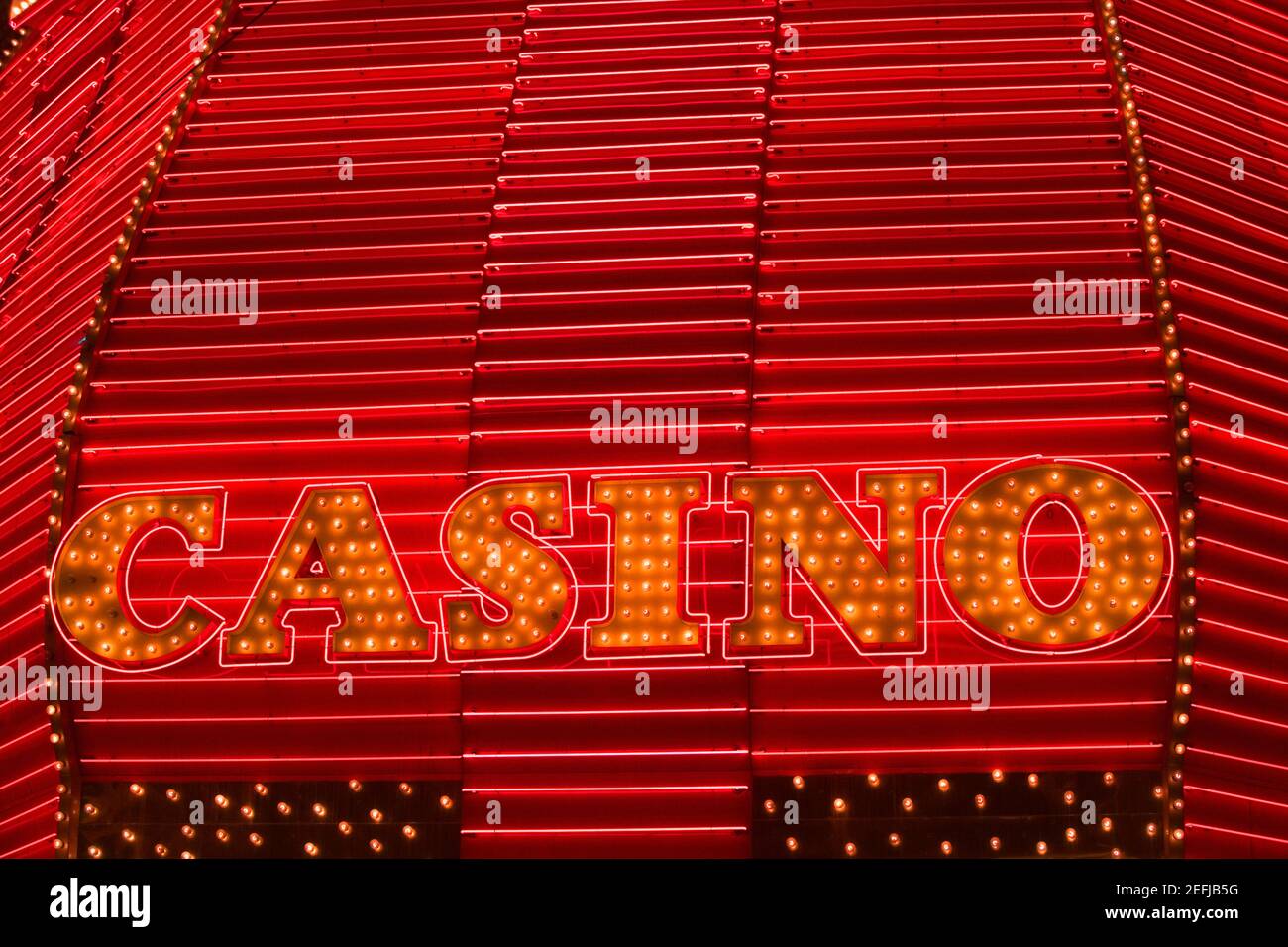 Neon sign board on a casino, Las Vegas, Nevada, USA Stock Photo