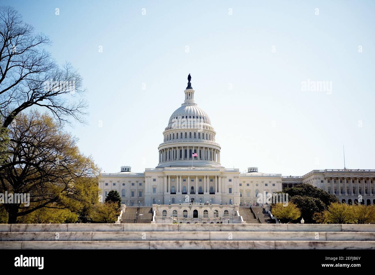 Low angle view of United States Capitol Building, Washington DC, USA Stock Photo