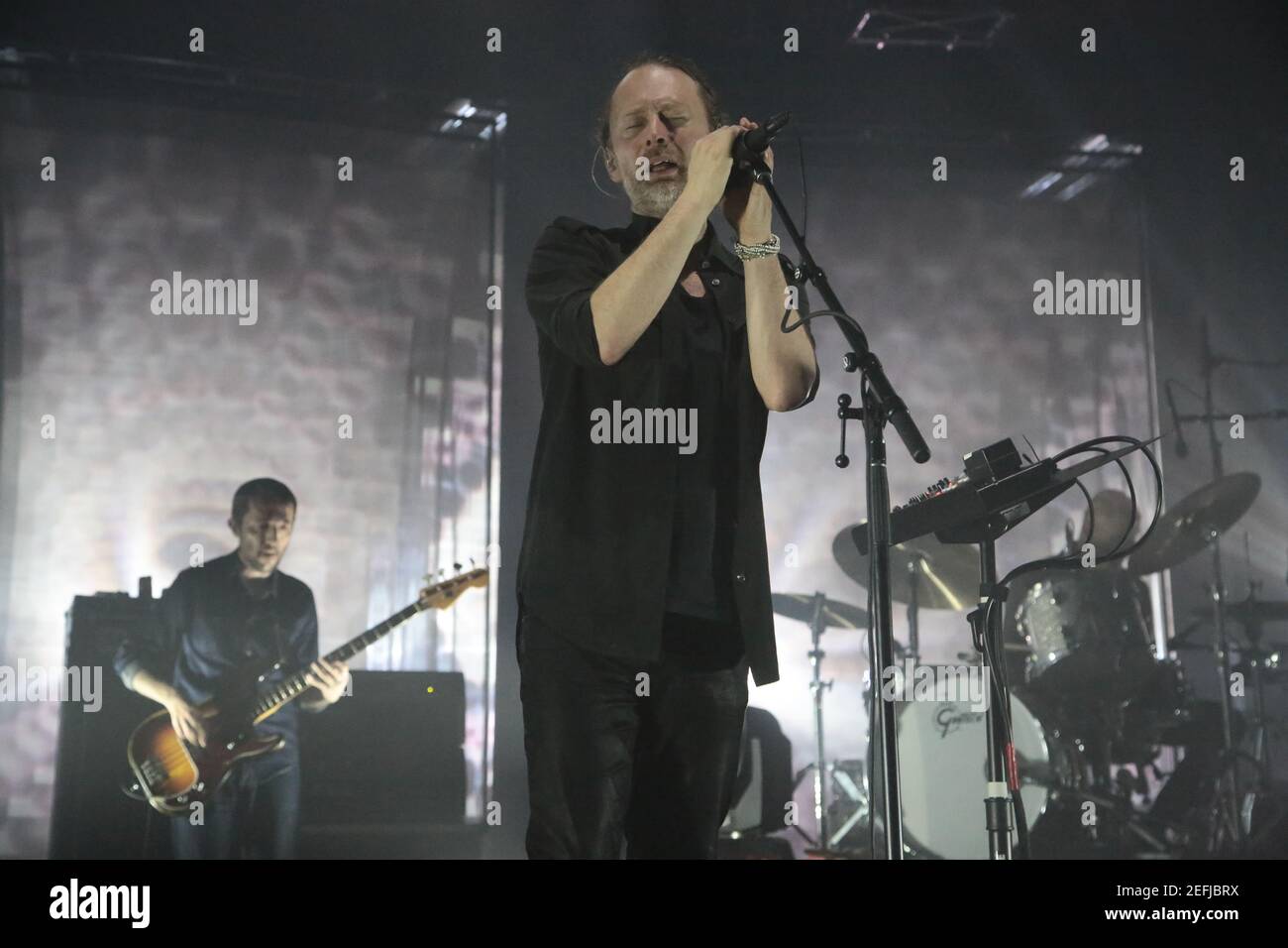 Thom Yorke of Radiohead performing live on stage at The Roundhouse in London Stock Photo
