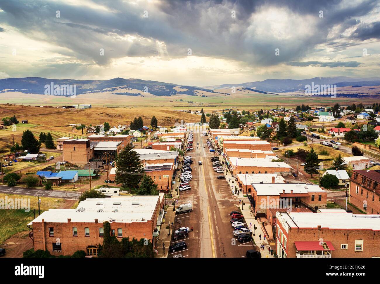 Broadway Street of Philipsburg, Montana Stock Photo