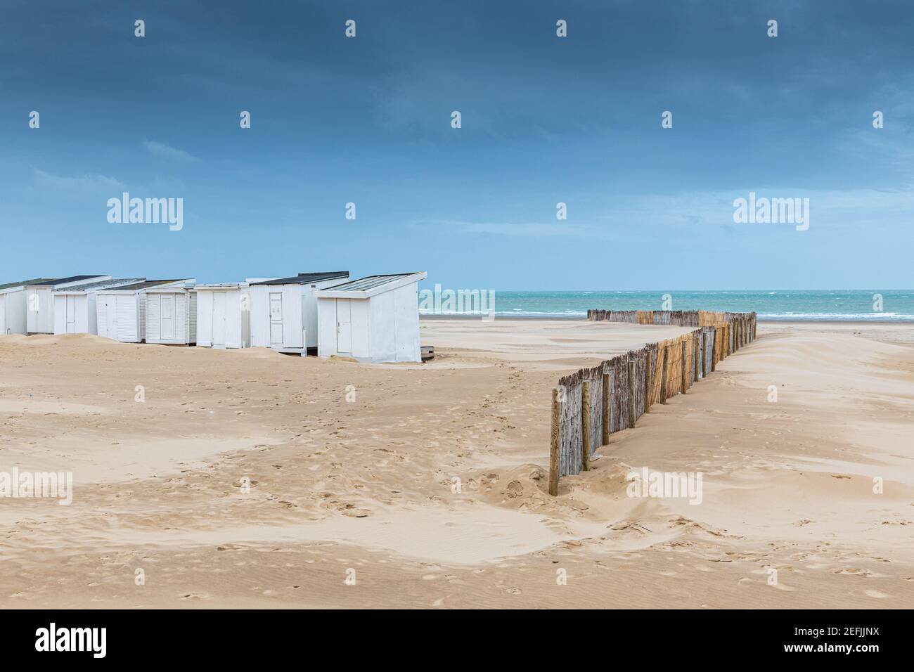 Cabines de plage, France, Calais, Hauts de France Stock Photo