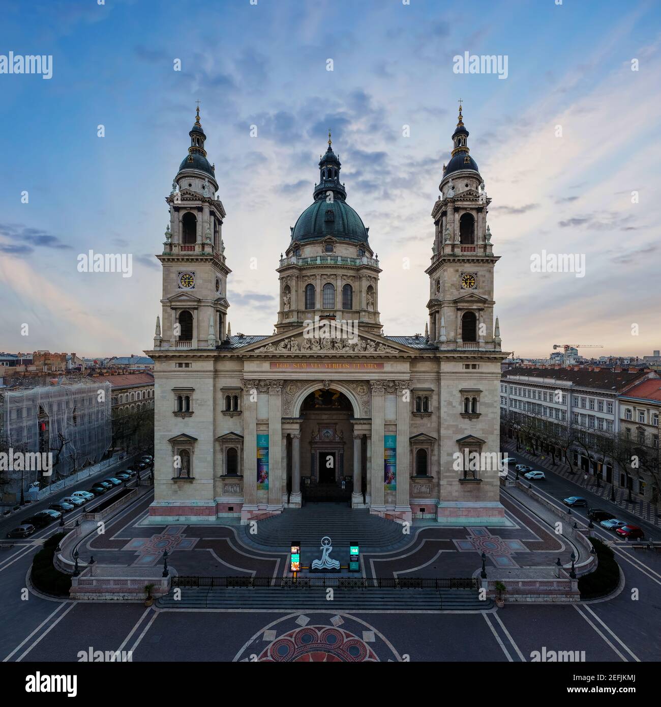 Aerial photo about St Stephen basilica in Budapest Hungary. Stock Photo