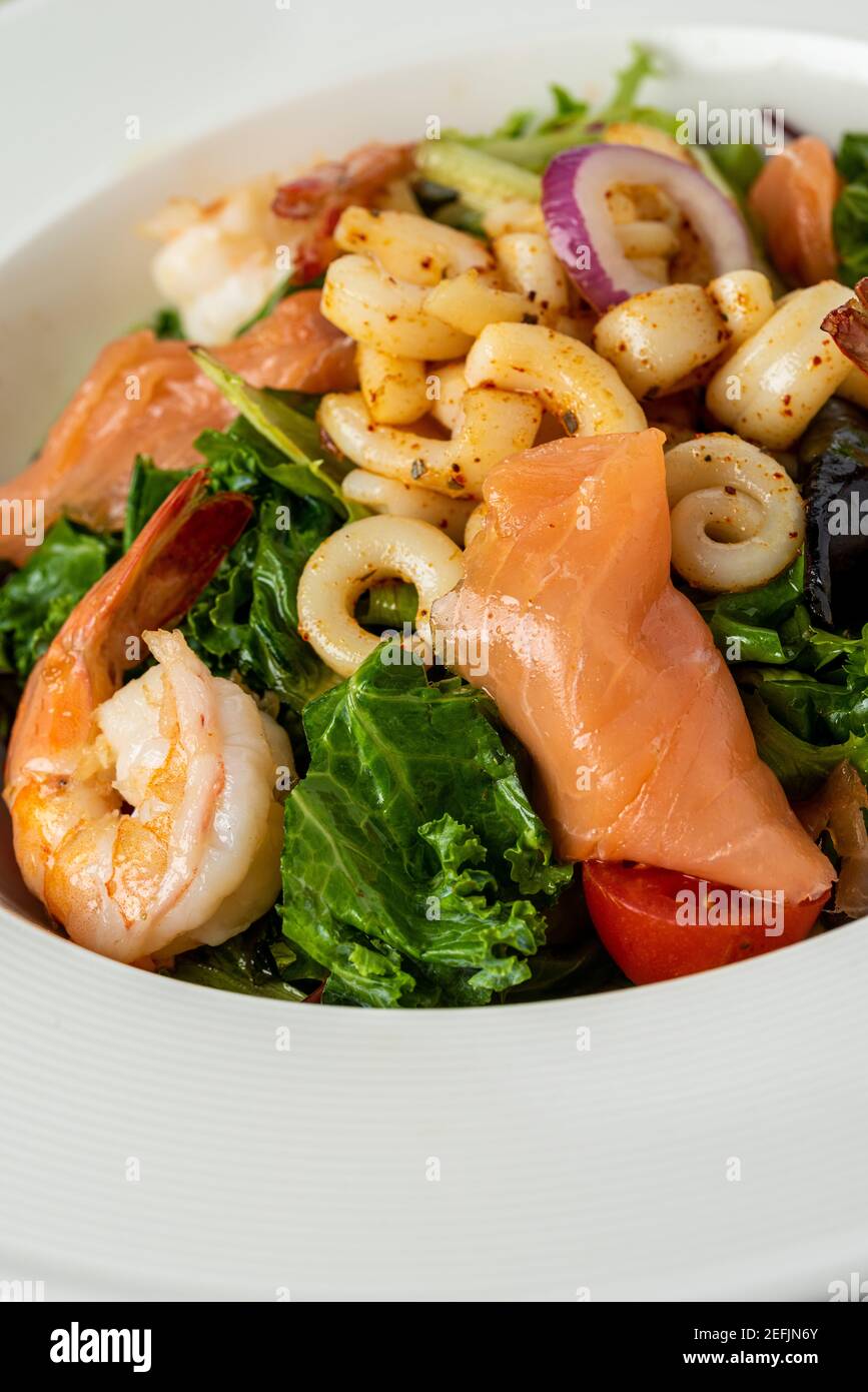 Cold Seafood Salad with Shrimp, Tuna and Octopus Stock Photo Alamy