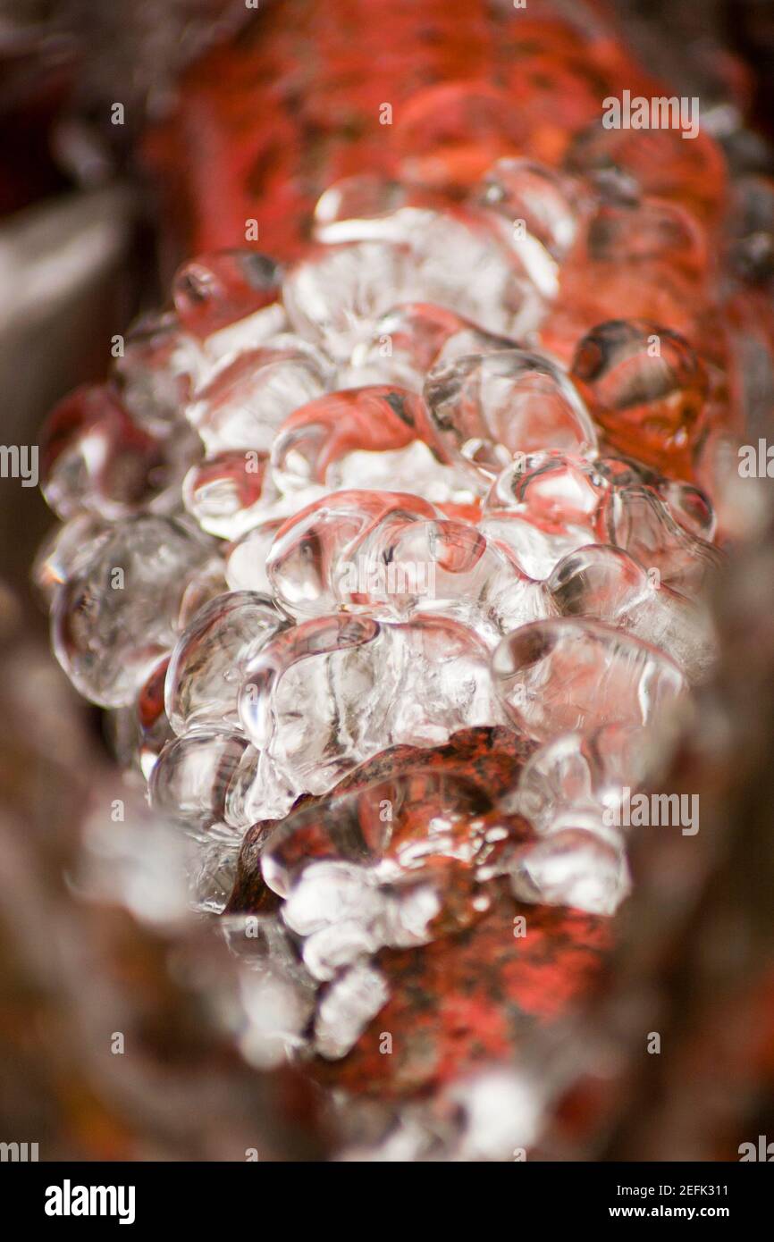 Icing on a metal surface close up Stock Photo
