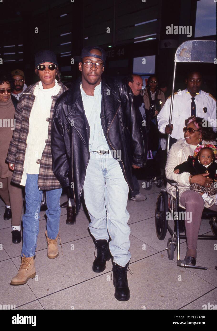 Whitney Houston, Bobby Brown, Bobbi Kristina Brown and Cissy Houston  at Los Angeles International Airport in Los Angeles, California. 1994 Credit: Ralph Dominguez/MediaPunch Stock Photo