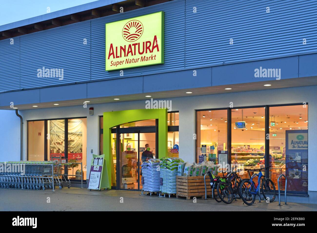 Alnatura Super Nature Market. Alnatura Produktions- und Handels GmbH is a  German company in the organic food industry with headquarters in Darmstadt.  Exterior shot of a branch, shop, business | usage worldwide