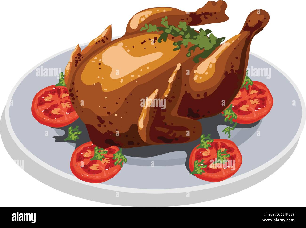 Delicious roasted chicken cartoon design icon stock illustration vector  isolated in white background Stock Vector Image & Art - Alamy