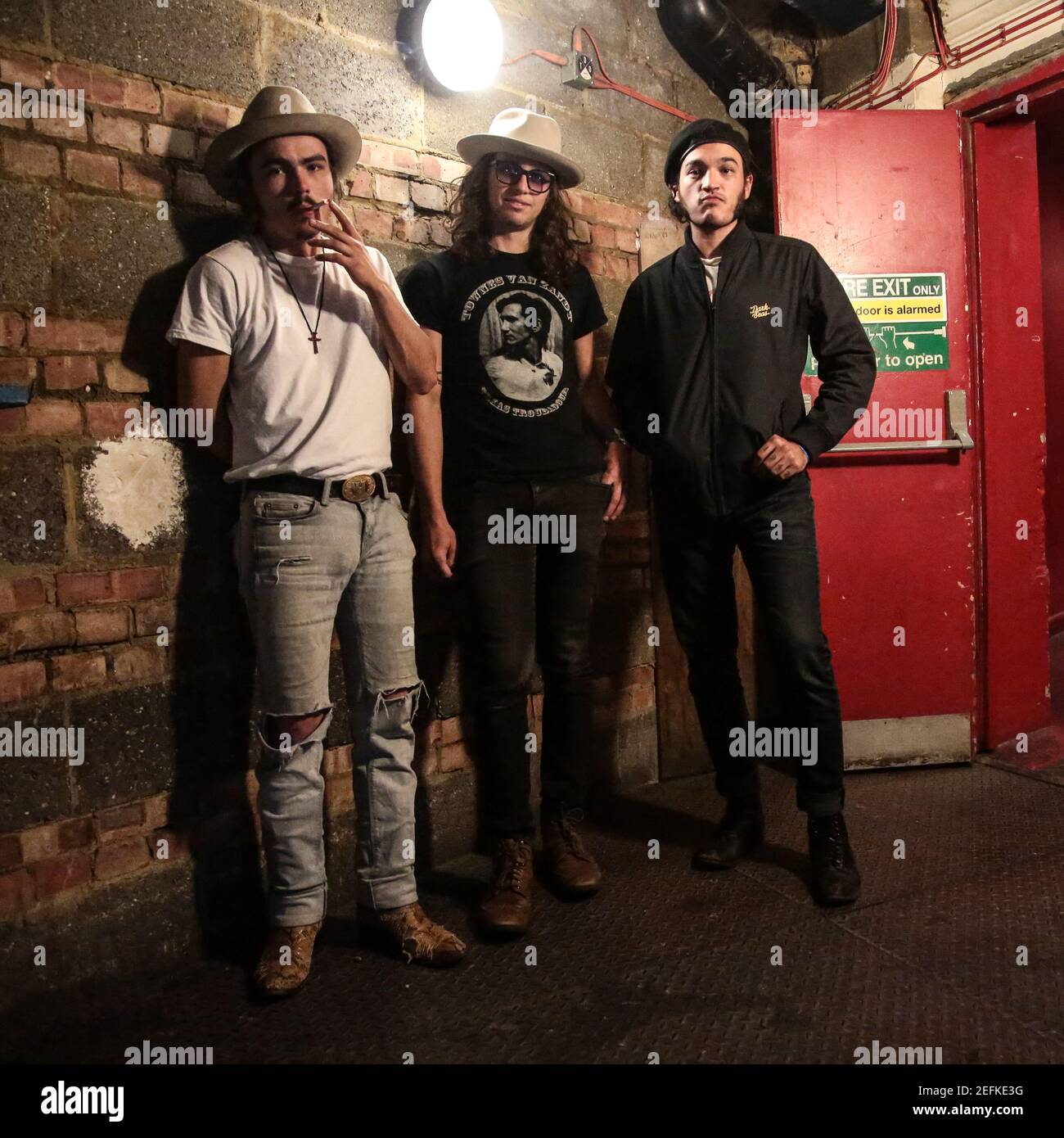 EXCLUSIVE: Night Beats (l-r: Jakob Bowden, Lee Blackwell, James Traeger)  back stage at Scala in London Stock Photo - Alamy