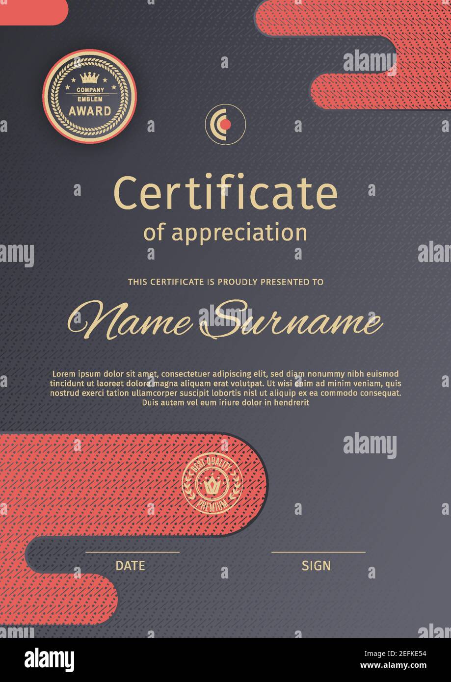 Black certificate and modern red design elements. Business modern ...