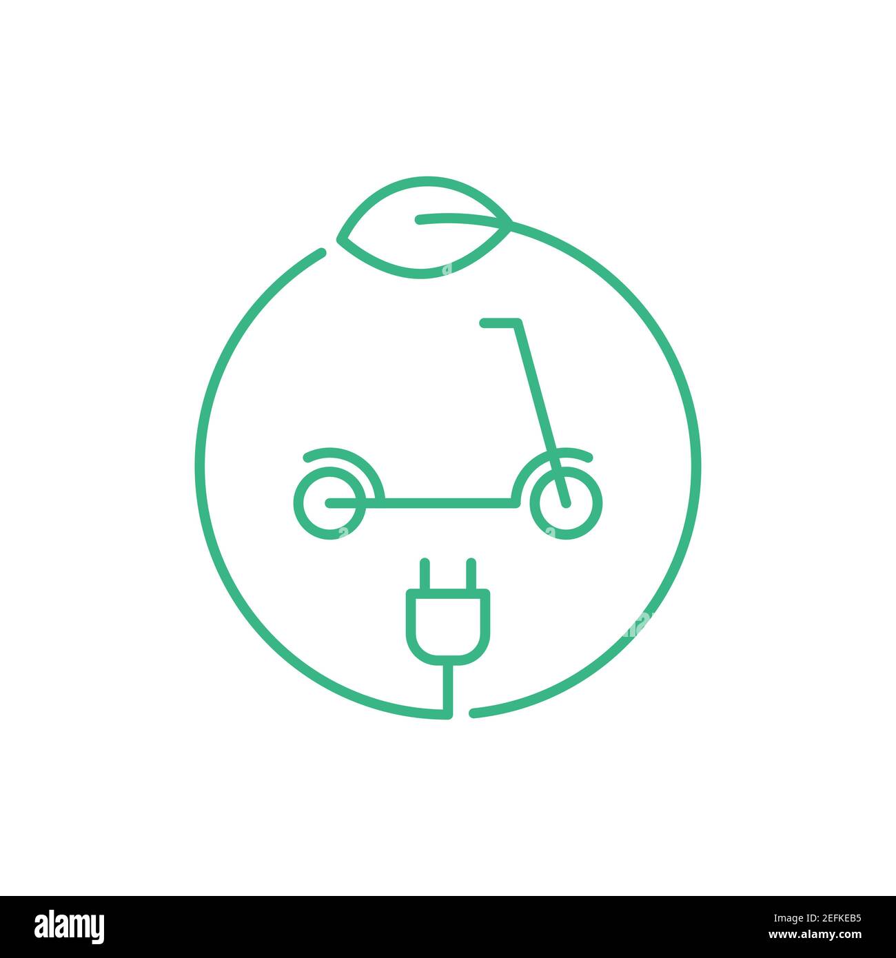Electric scooter logo. E scooter line icon. Battery powered scooter inside  circle with a plug and a leaf. Environmental friendly transportation.Vector  Stock Vector Image & Art - Alamy