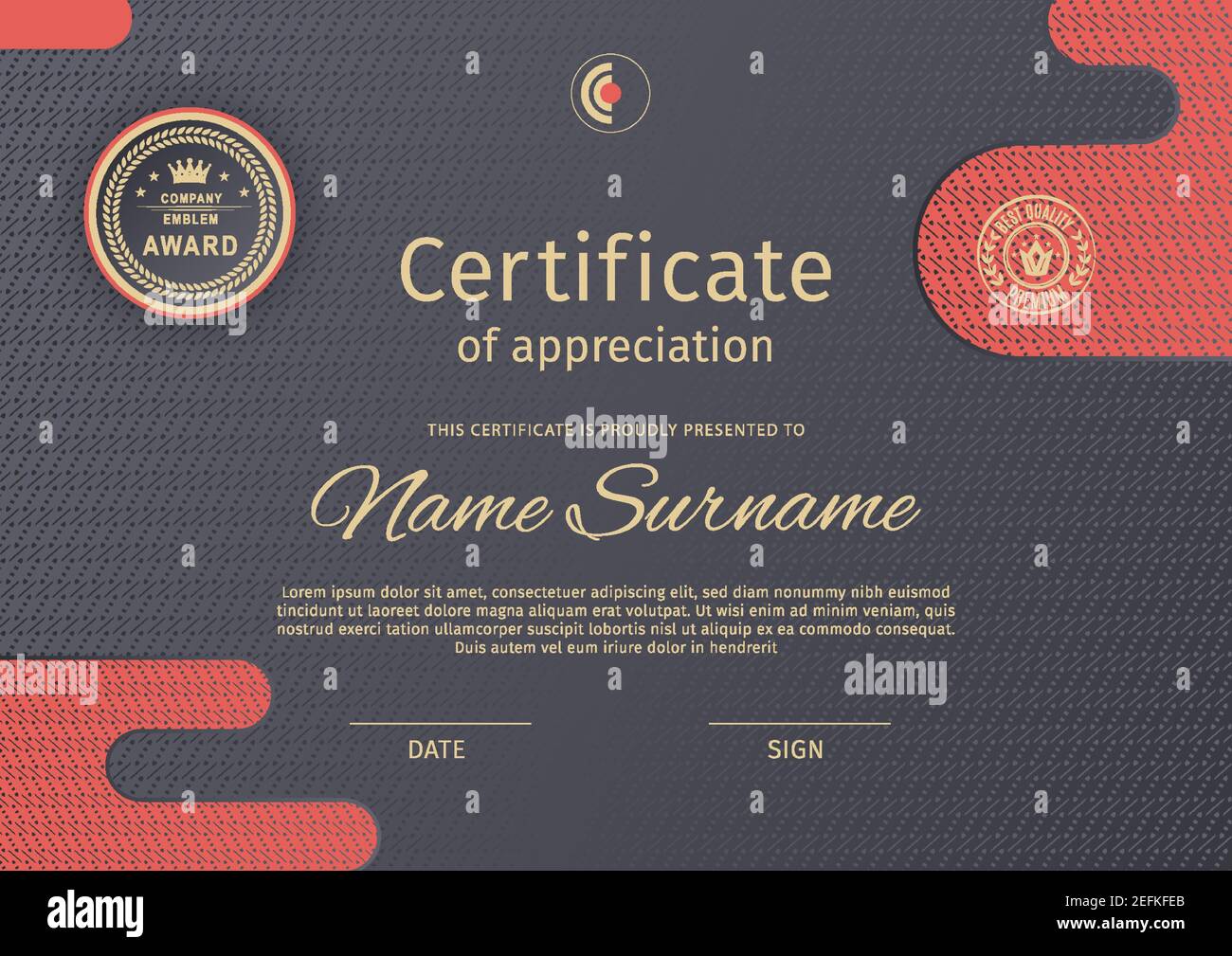 Black certificate and modern red design elements. Business modern ...