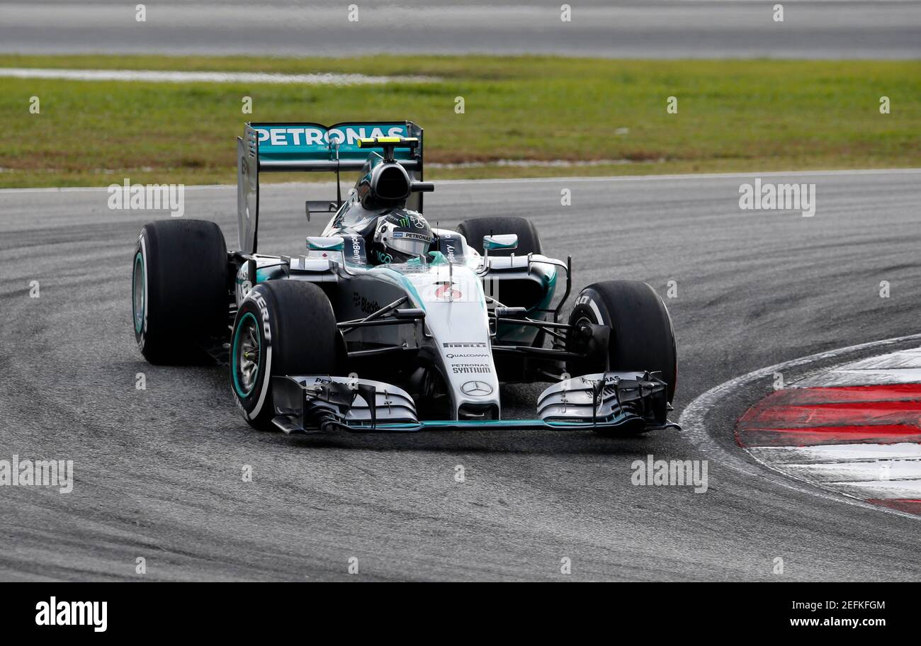 Formula One - F1 - Malaysian Grand Prix 2015 - Sepang International Circuit, Kuala Lumpur, Malaysia - 28/3/15  Mercedes' Nico Rosberg in action during qualifying  Reuters / Olivia Harris  Livepic Stock Photo