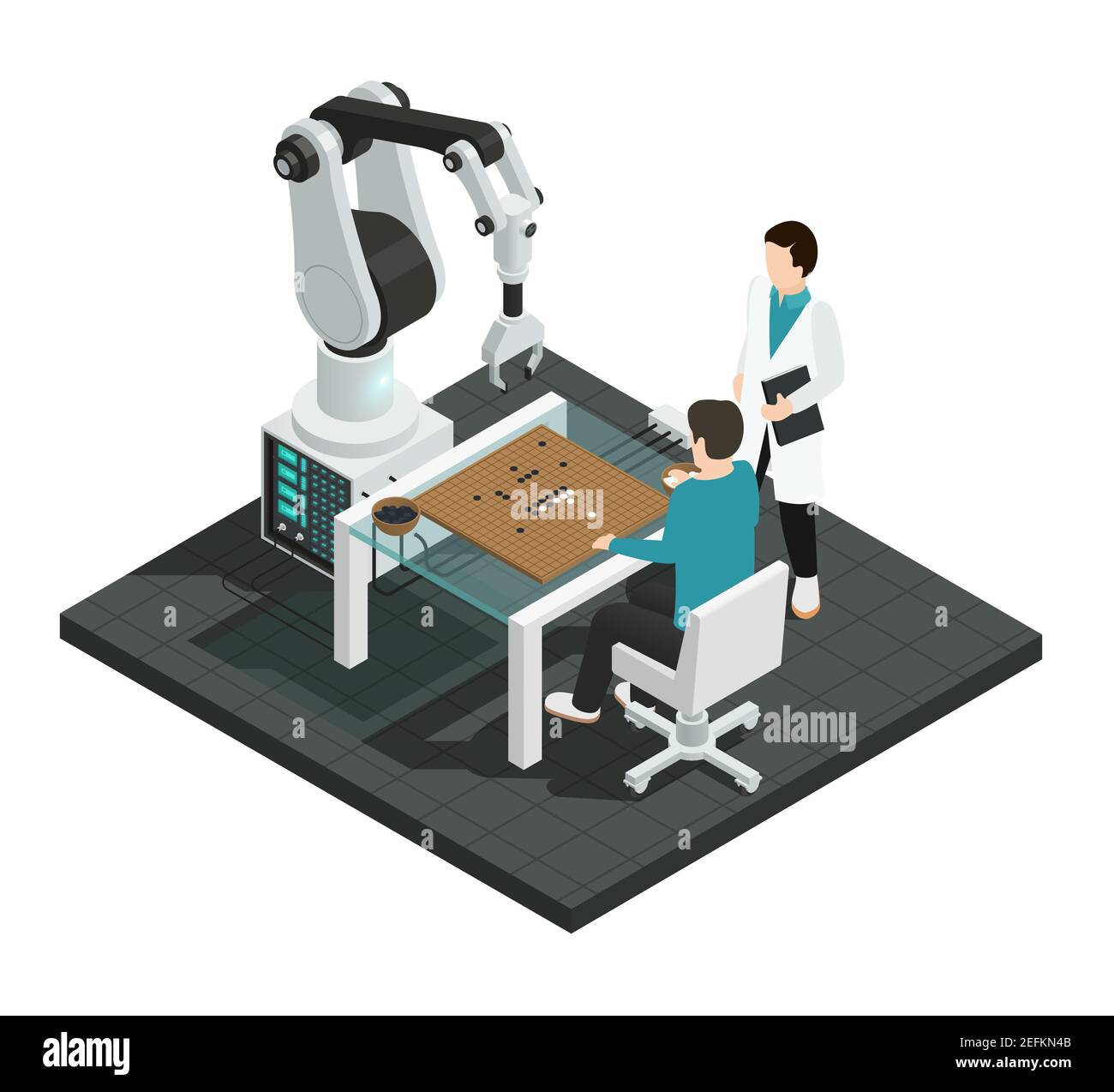 Realistic artificial intelligence isometric colored composition with ...