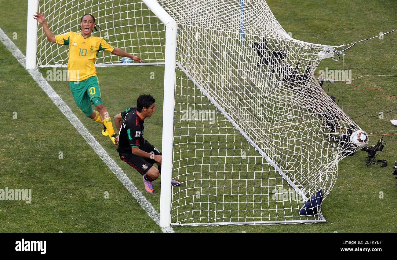 Football - South Africa v Mexico FIFA World Cup South Africa 2010 - Group A  - Soccer City Stadium, Johannesburg, South Africa - 11/6/10 Mexico's Carlos  Vela scores a goal which is