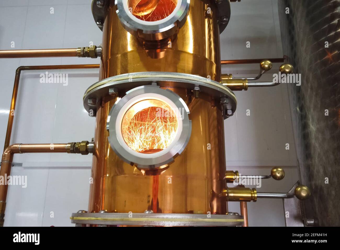 Installation for the preparation of brandy and alcohol from fruits