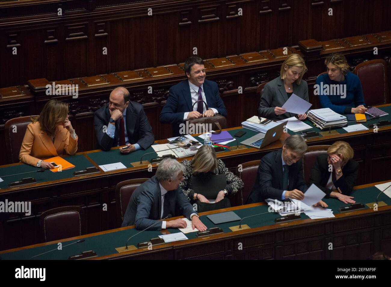 ROME, ITALY - MARCH, 25 2014: Italian Prime Minister Matteo Renzi at the Italian Chamber of Deputies. ©Andrea Sabbadini Stock Photo